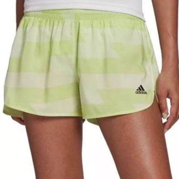 NWT Adidas Women's 4” Run Fast Running Split Shorts Almost Lime Pulse Neon XS - Picture 1 of 9